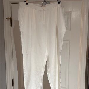 Eileen Fisher size LP White Linen Cropped Ankle length Pants EUC